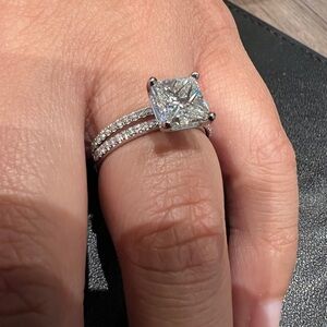 Blue Nile 1.80 Carat Princess Cut Diamond Ring Platinum GIA